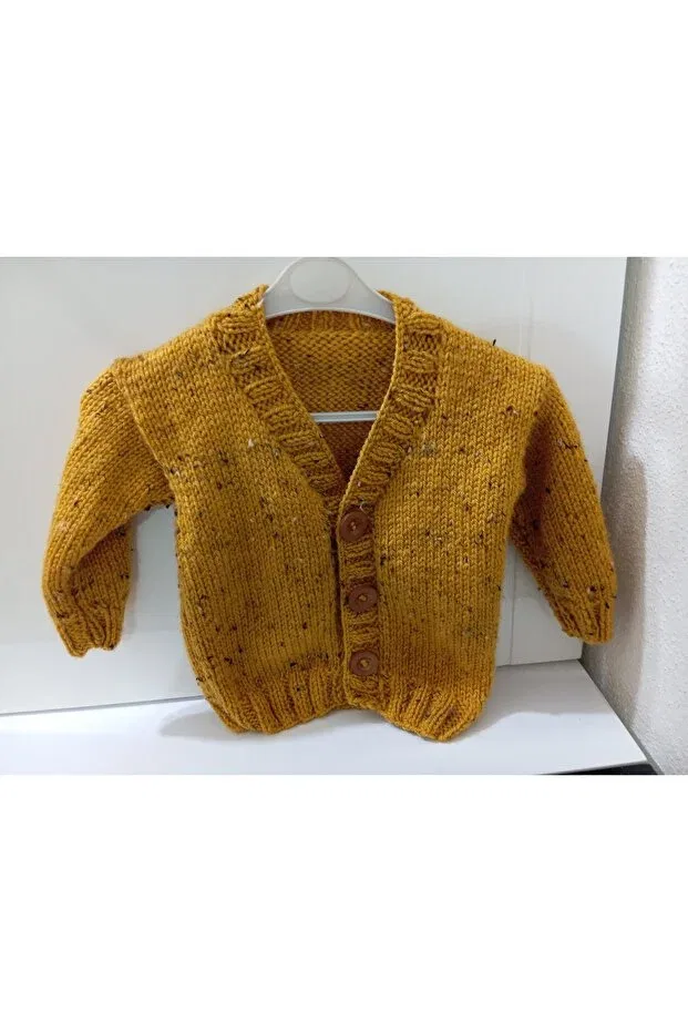 Детский кардиган для девочек вязаный Numistore, Mustard Color — фото 2