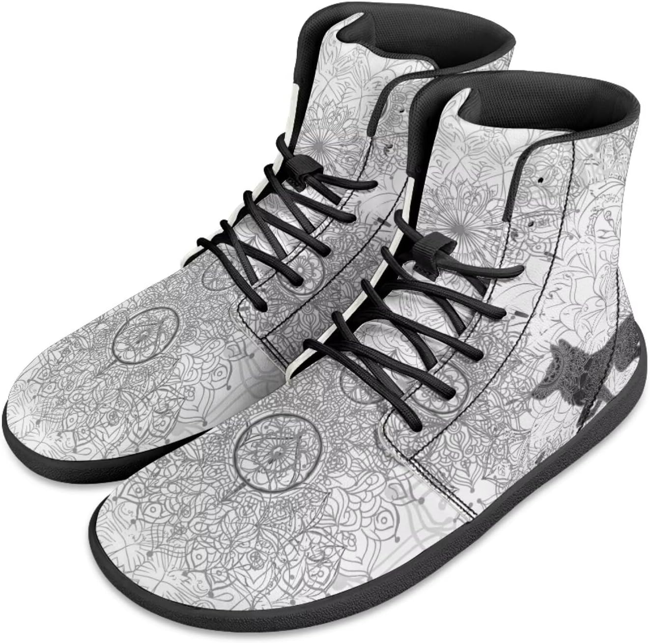 

Мужские минималистичные босоножки Jeiento Mandala, обувь для бега с широкой носочной частью, ботинки из искусственной кожи, нескользящие кроссовки на шнуровке, белый/черный