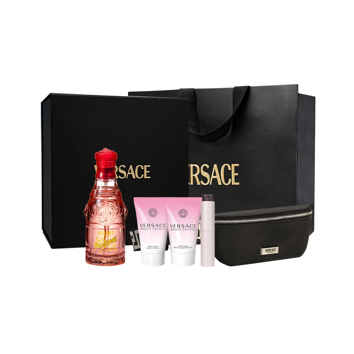 Женский парфюмерный набор VERSACE, Red Denim Light, 75 мл + 25 мл × 2, Цвет: Red Denim Light