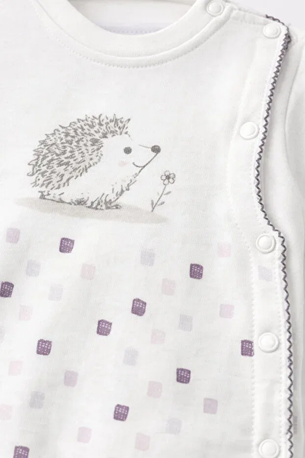 Детский комбинезон для девочек с принтом Hedgehog Aziz Bebe, Ecru — фото 2