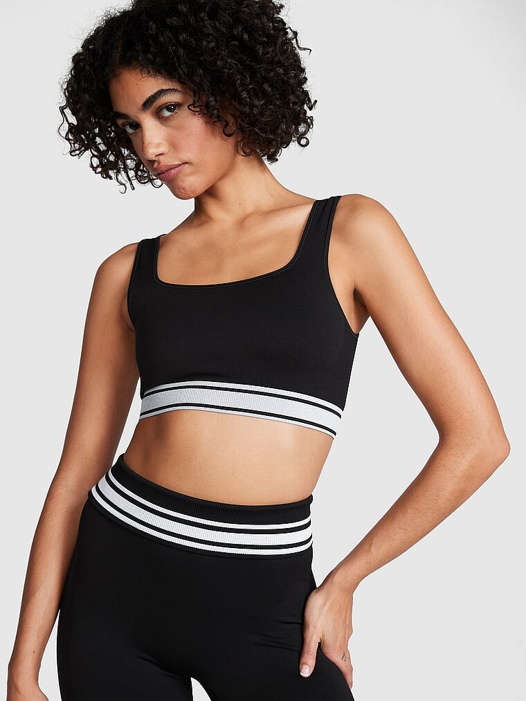 Спортивный топ Victoria's Secret Pink Flip It Seamless Reversible, черный — фото 3