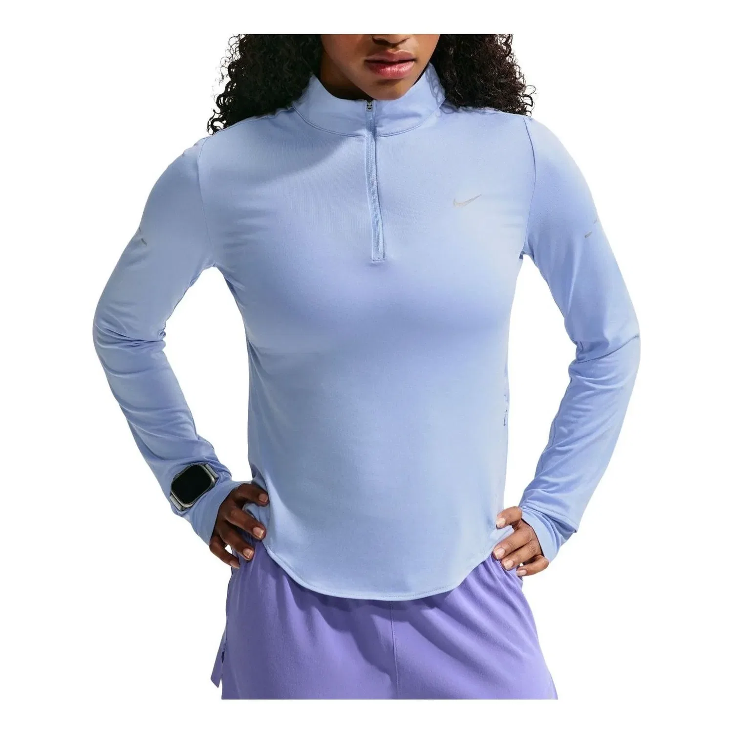 Женская футболка Swift Dri-FIT UV 1 4-Zip Top 'Aluminium' Nike, Aluminium