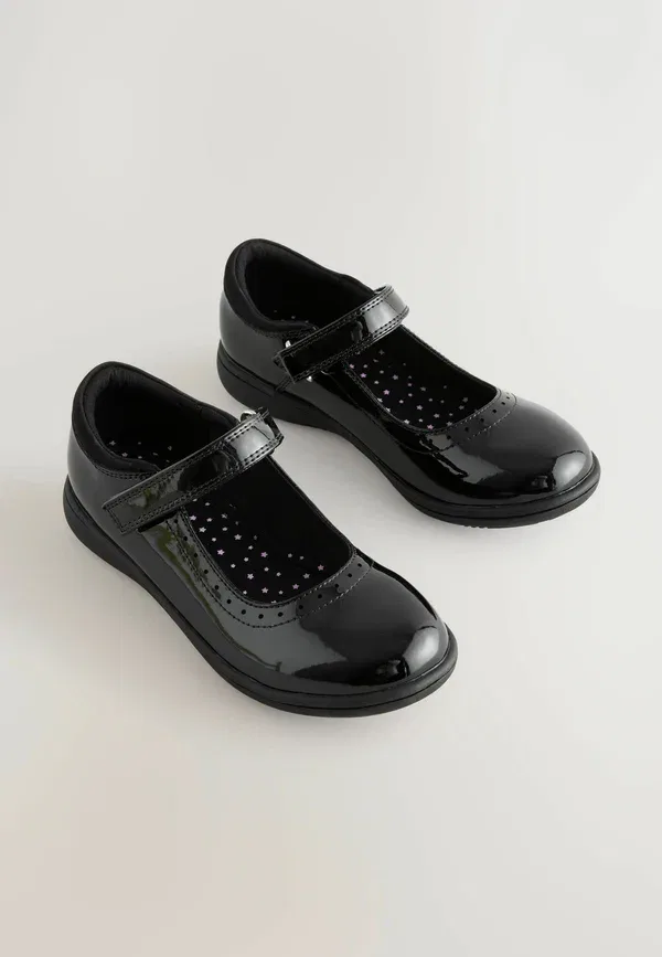Туфли с броогингом School Brogue Detail Mary Jane Shoes Next Black Patent, черный — фото 2