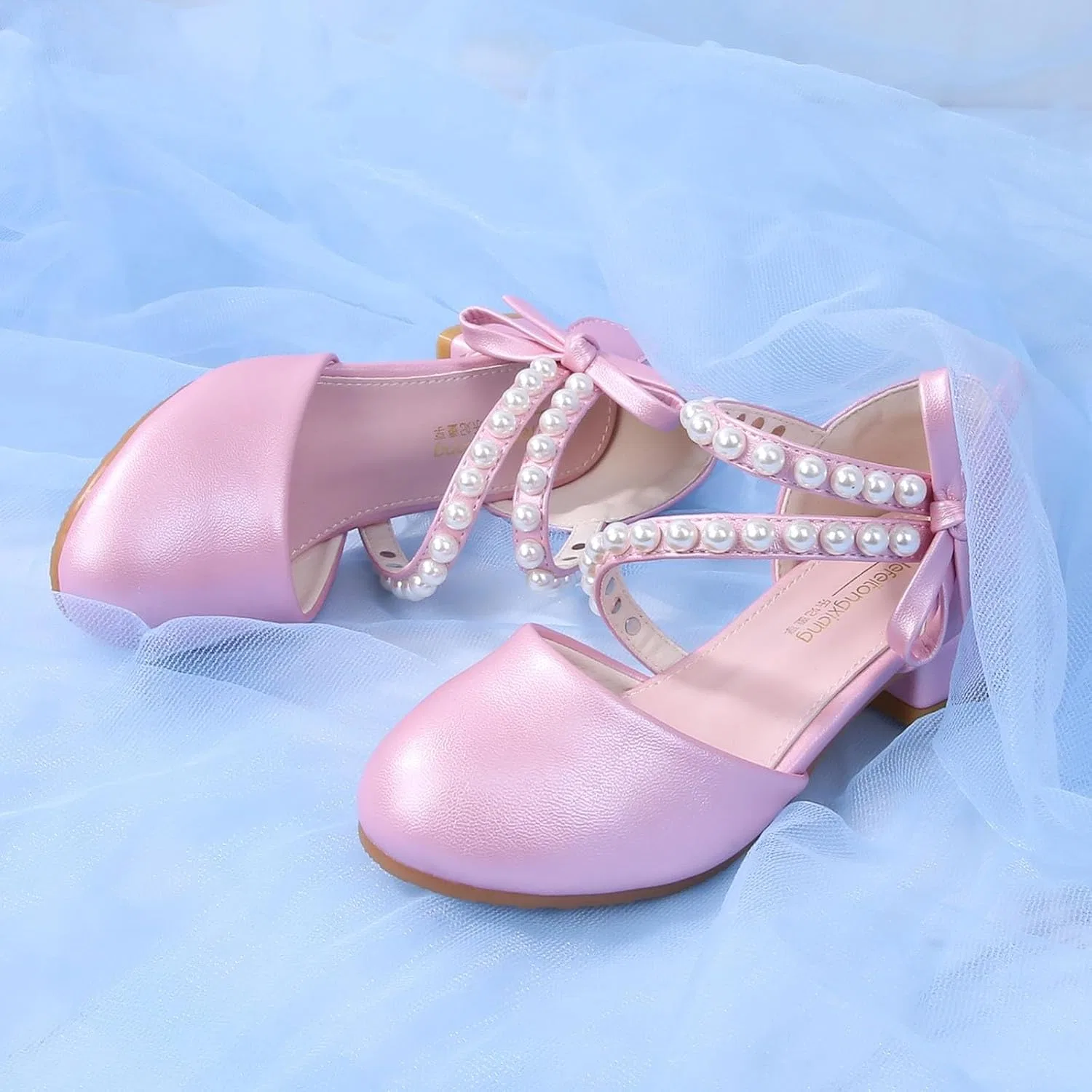 Детские туфли Мэри Джейн для девочек с цветком и бантом BJUTIR, Pink — фото 3