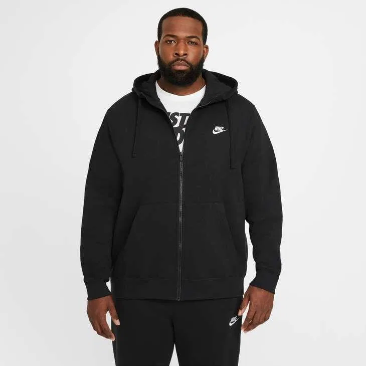 Мужской свитшот с флисом Nike NSW Club Fleece FZ Hoodie, Цвет: Schwarz