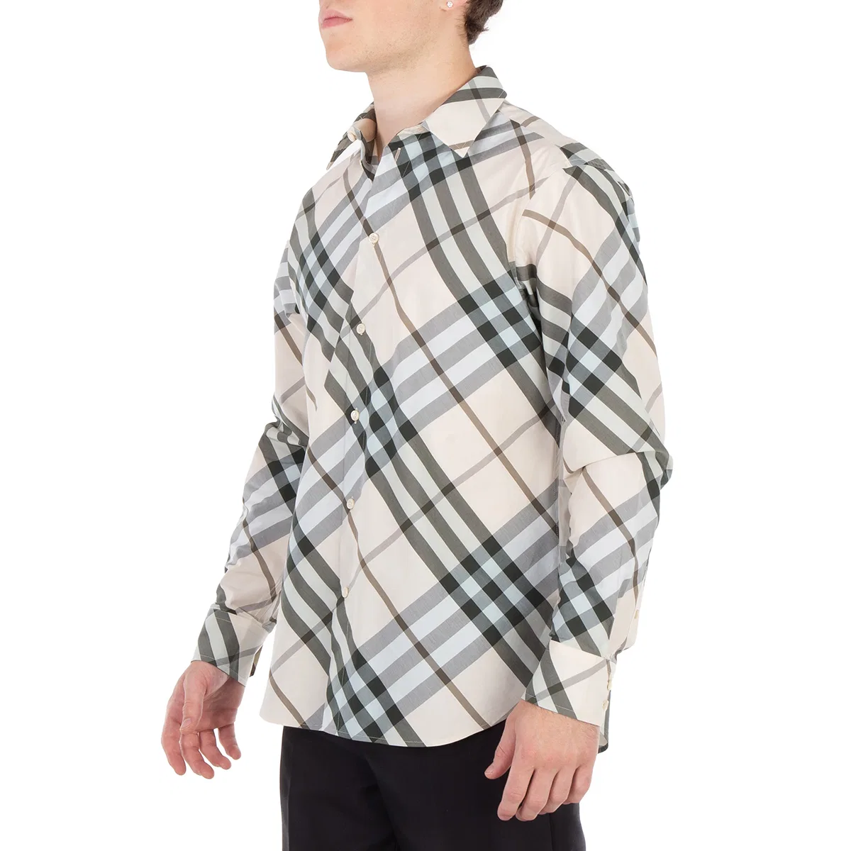 Рубашка с жаккардовым узором Nova Check Burberry, Alabaster Ip Check — фото 2