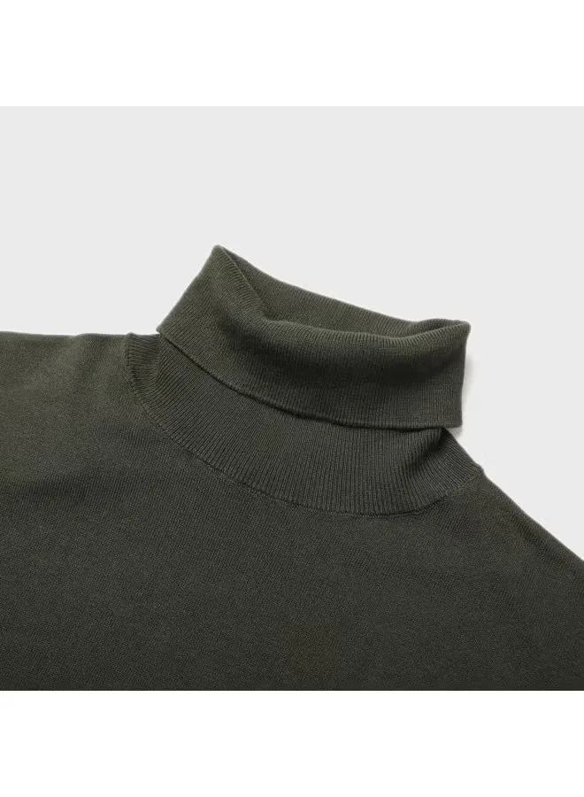 Пуловер вязаный с высоким воротом Zara, темно-зеленый — фото 4