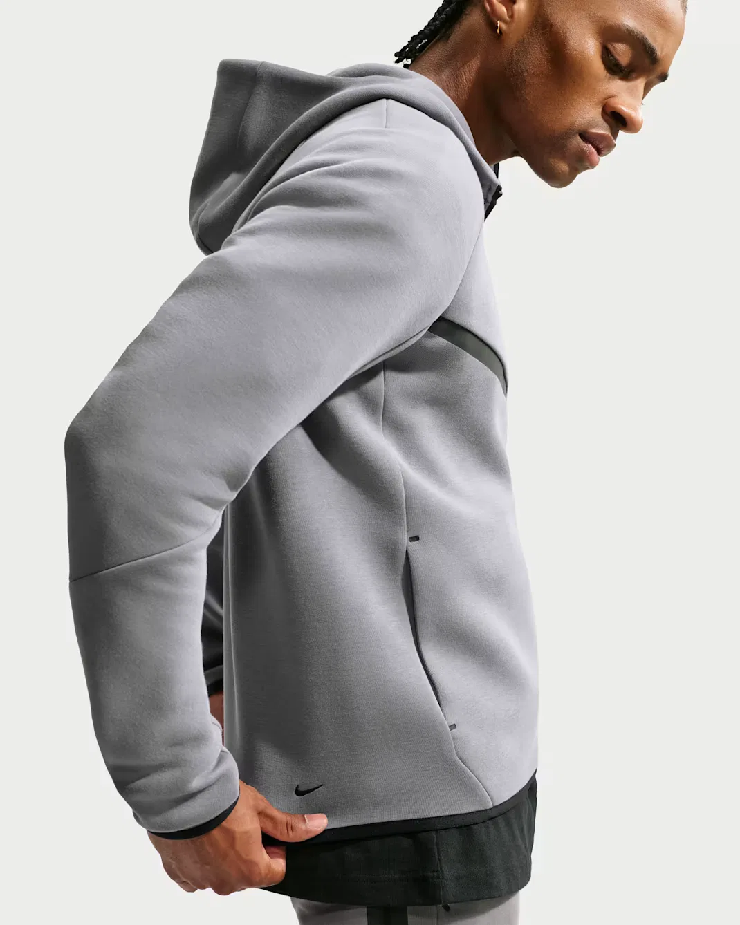 Мужская флисовая ветровка на молнии Nike Tech, Smoke Grey/Football Blue — фото 2