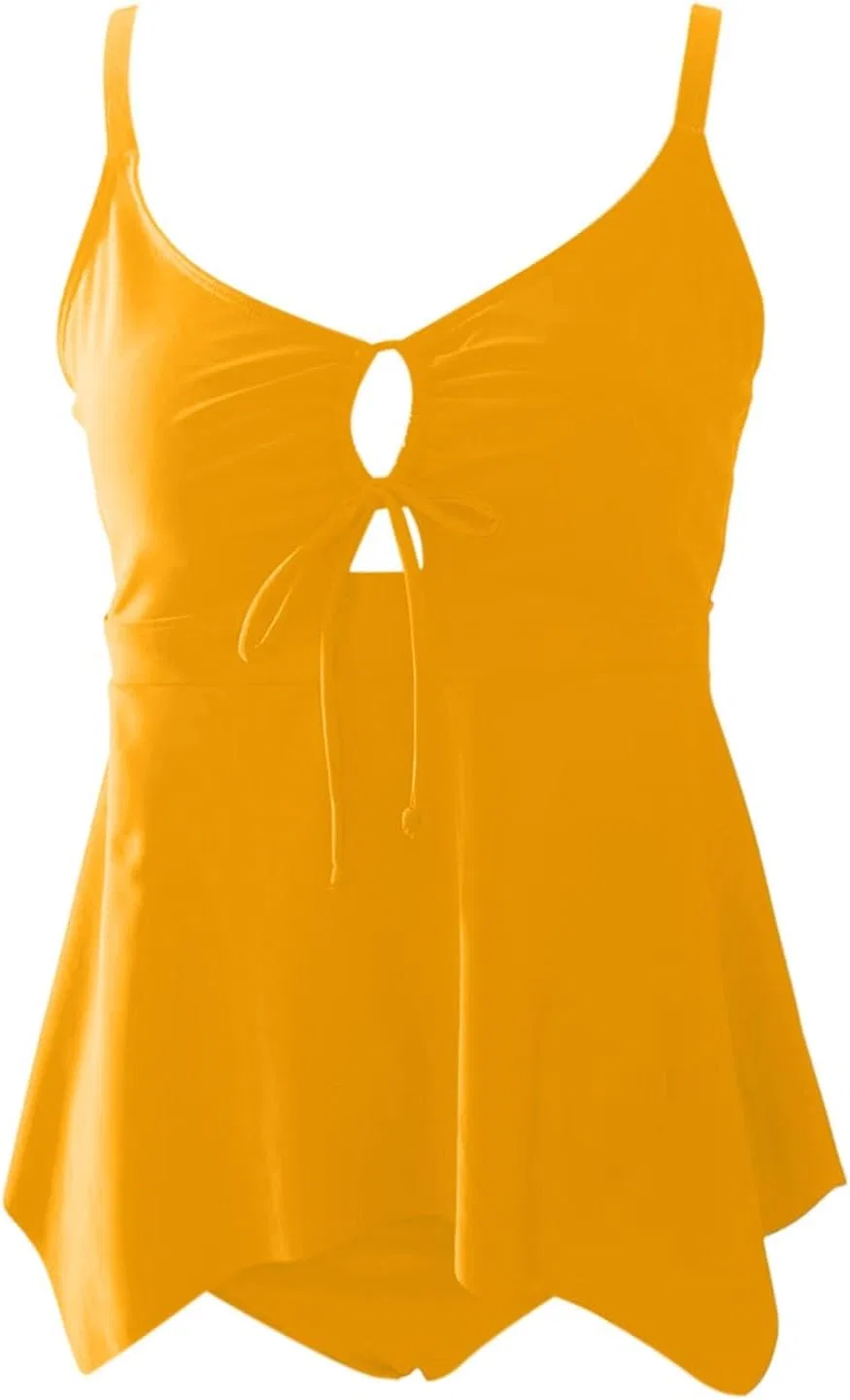 Женский слитный купальник-платье с эффектом утяжки Seamless, Yellow — фото 3