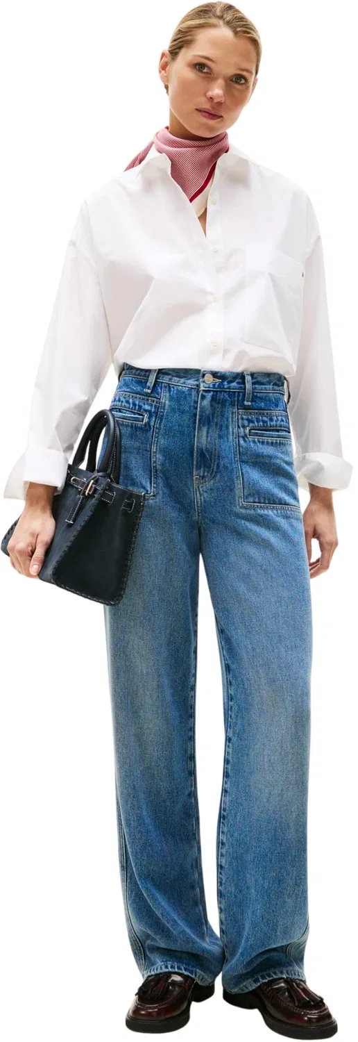 Женская рубашка с длинным рукавом Ess Poplin New Easy Tommy Hilfiger, White (Th Optic White) — фото 4