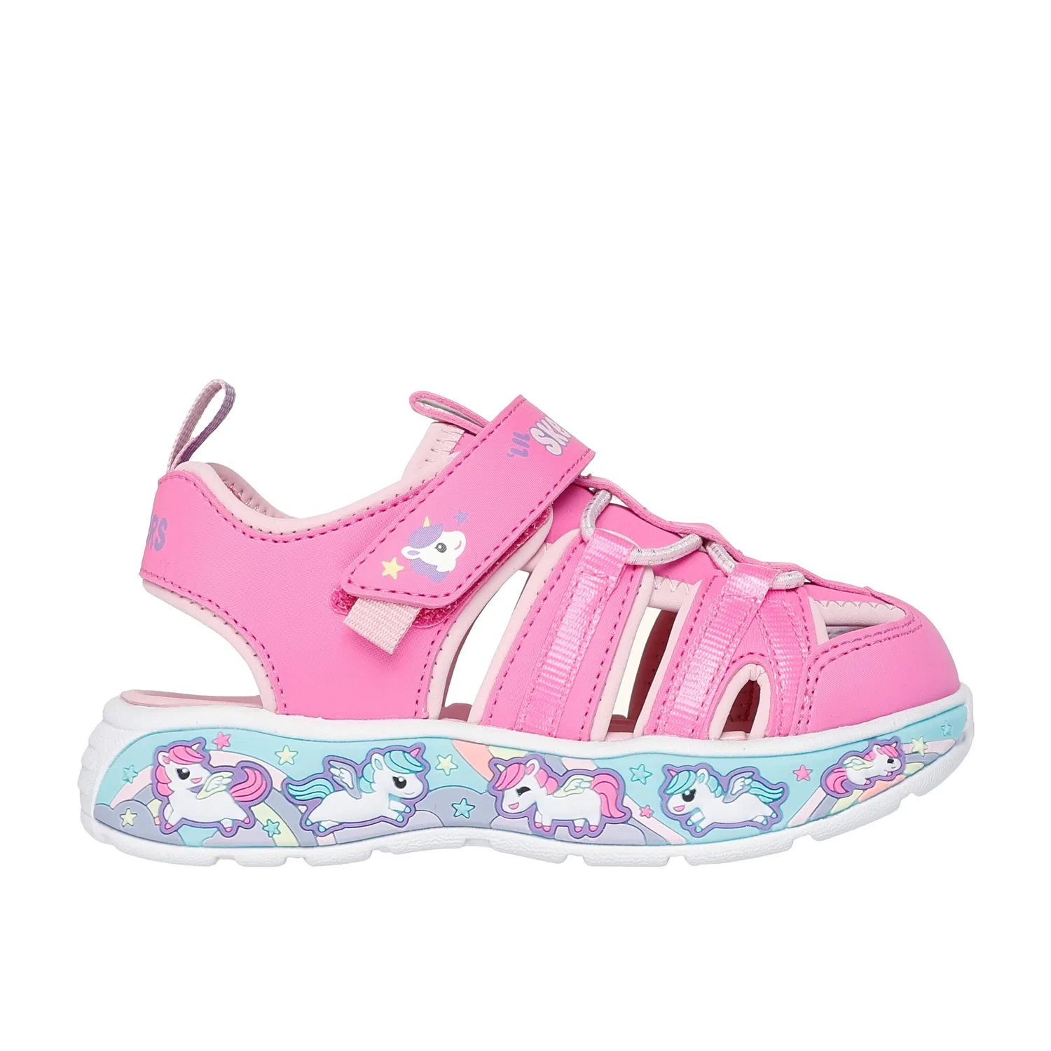 Детские сандалии-босоножки с цветной подошвой Skechers, Pink — фото 4