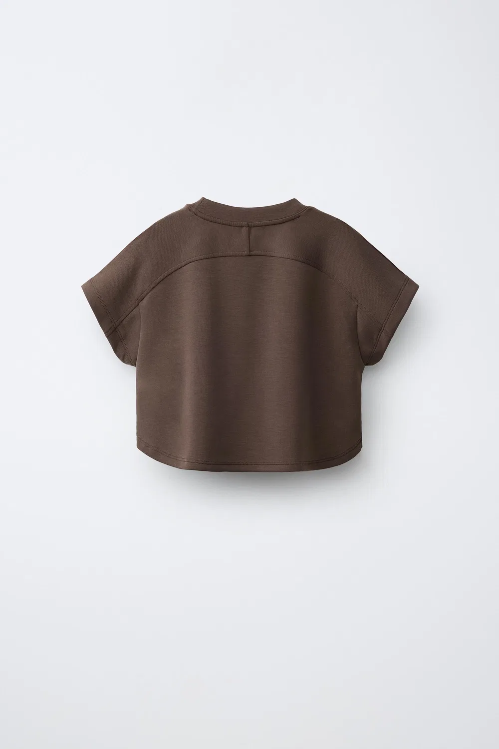 Футболка с контрастной отделкой и модальной вставкой ZARA, Brown — фото 2