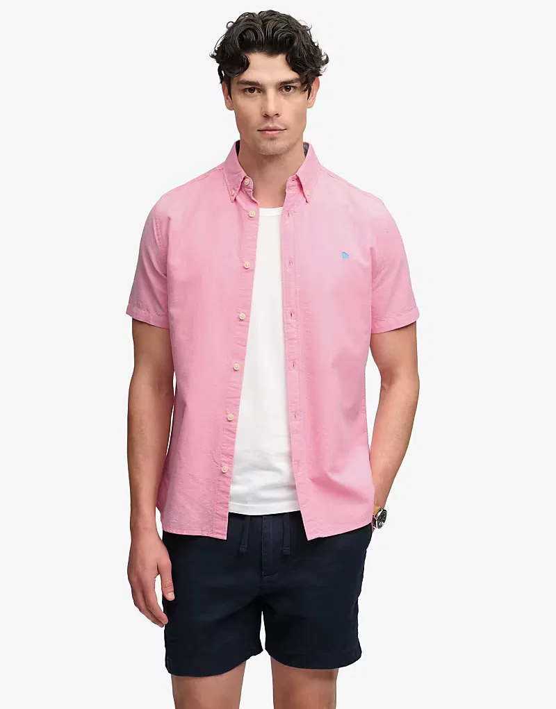 Рубашка Superdry Preppy Oxford с коротким рукавом, калифорнийский коралловый шамбре