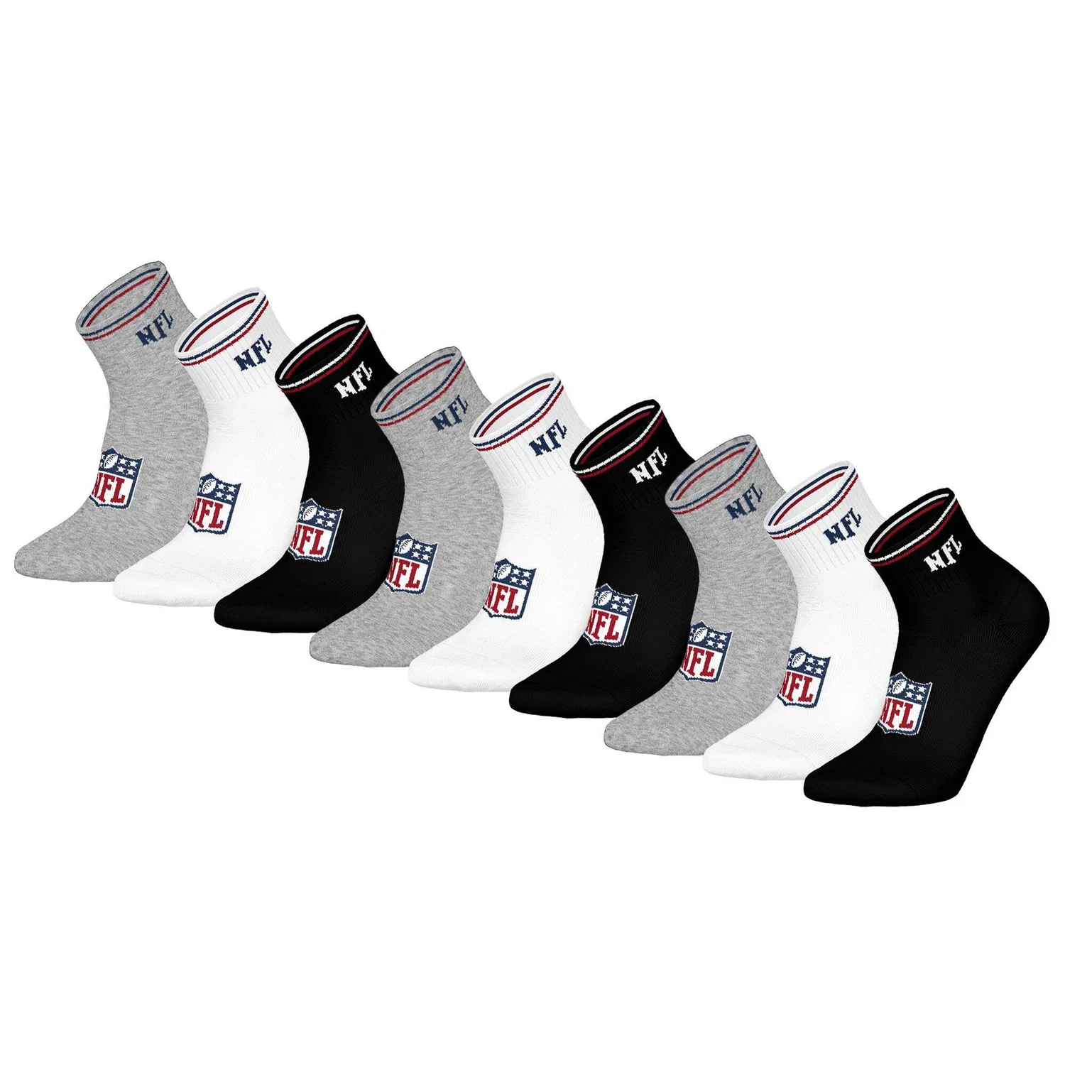Детские носки с принтом NFL Shield 9Pack Quarter Socks Nfl, Bunt Magnetgrau
