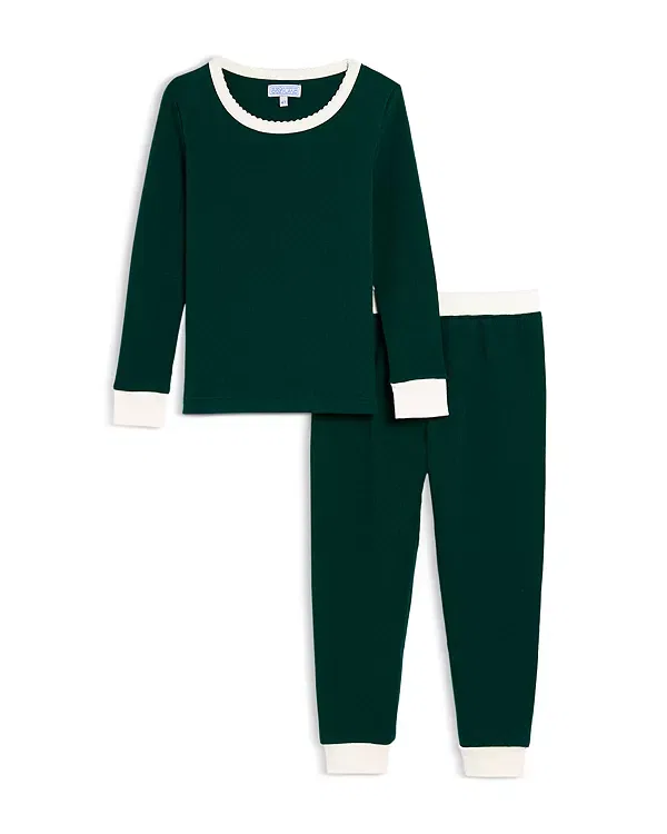 Детский комплект пижамы для девочек с длинным рукавом Riley Cozyland, Evergreen Pointelle