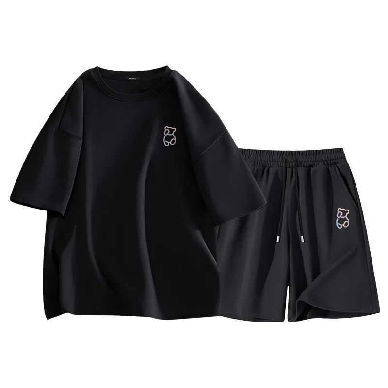 Детский комплект спортивной одежды с принтом B Dazzling Color Bear MINISO, Khaki And Black — фото 3