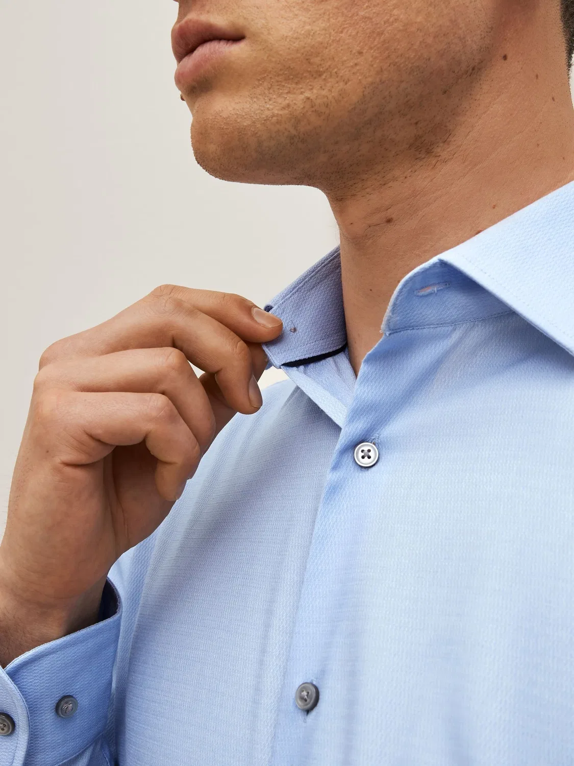 Рубашка повседневная с текстурой, Slim Fit Next, синяя — фото 4
