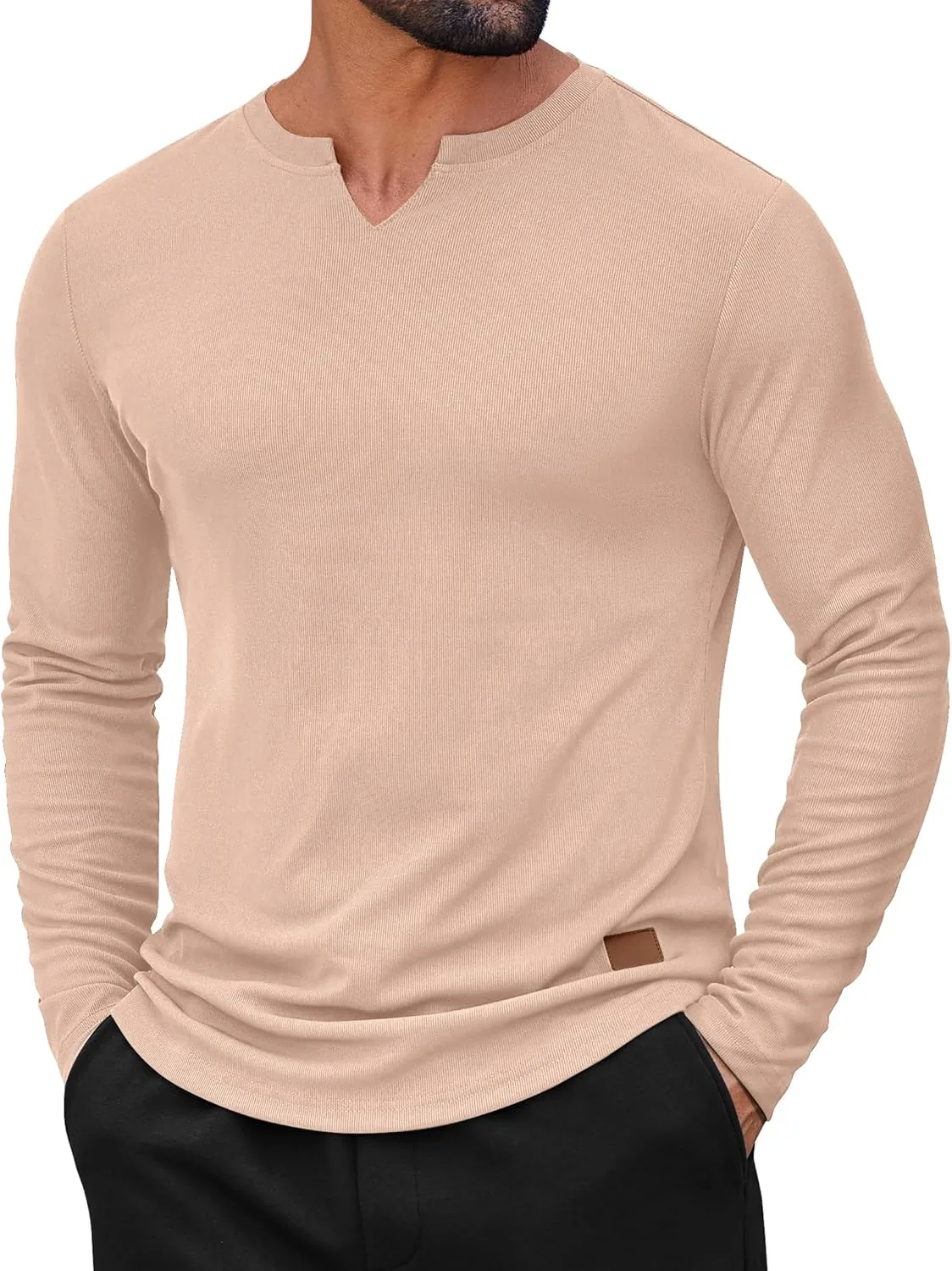 

COOFANDY мужская футболка с длинным рукавом V-образным вырезом Slim Fit