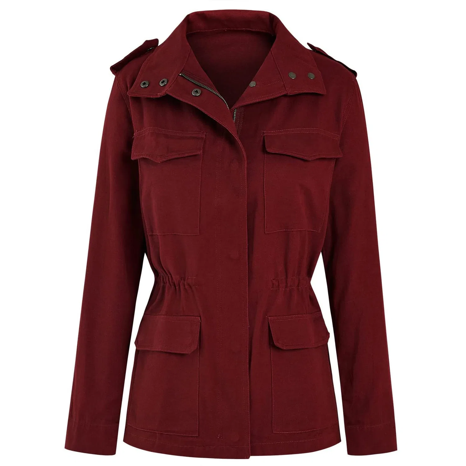 Женское демисезонное пальто-куртка Military Jacket, Wine — фото 4