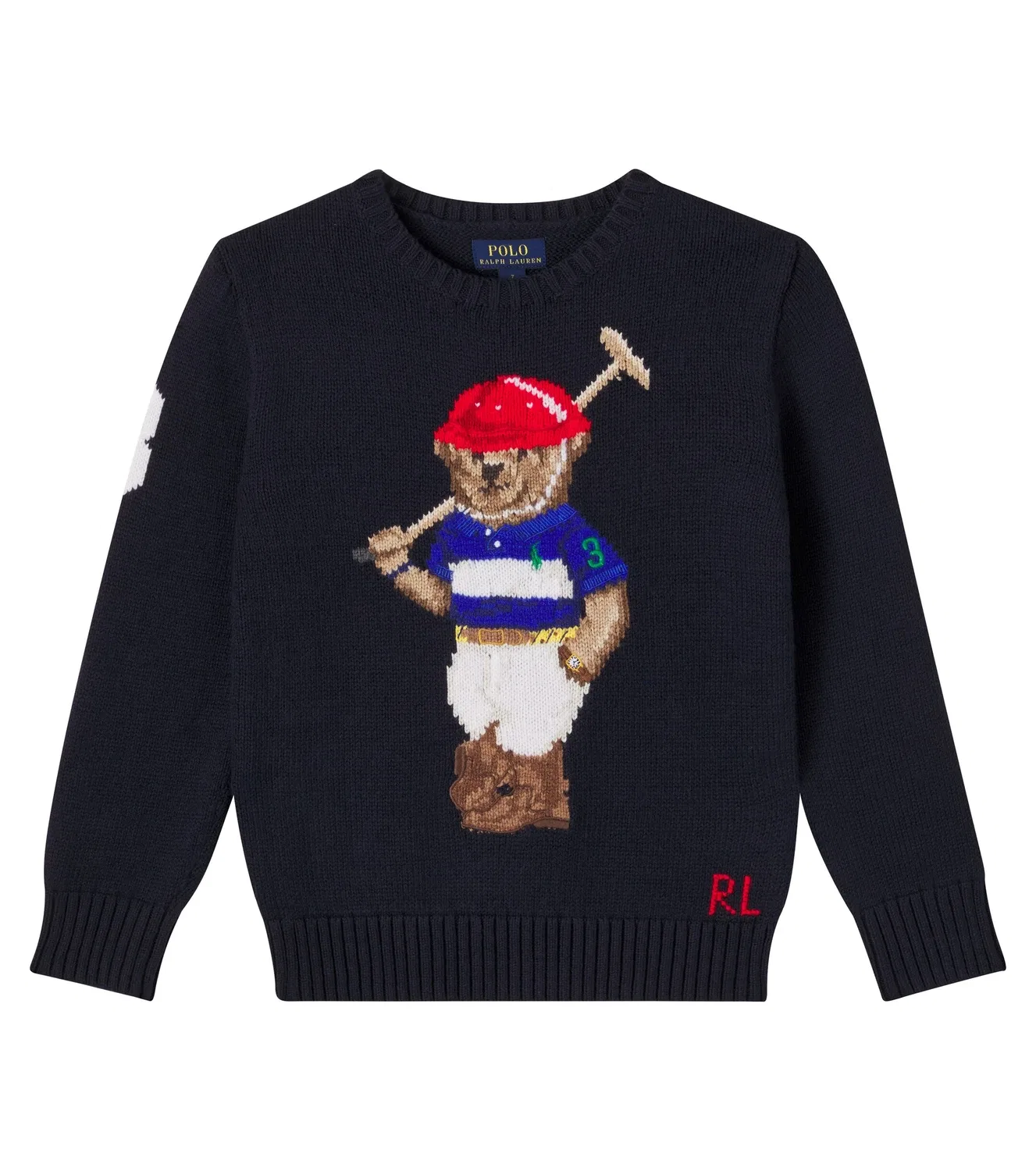 Свитер хлопковый с мишкой Polo Ralph Lauren Kids, синий