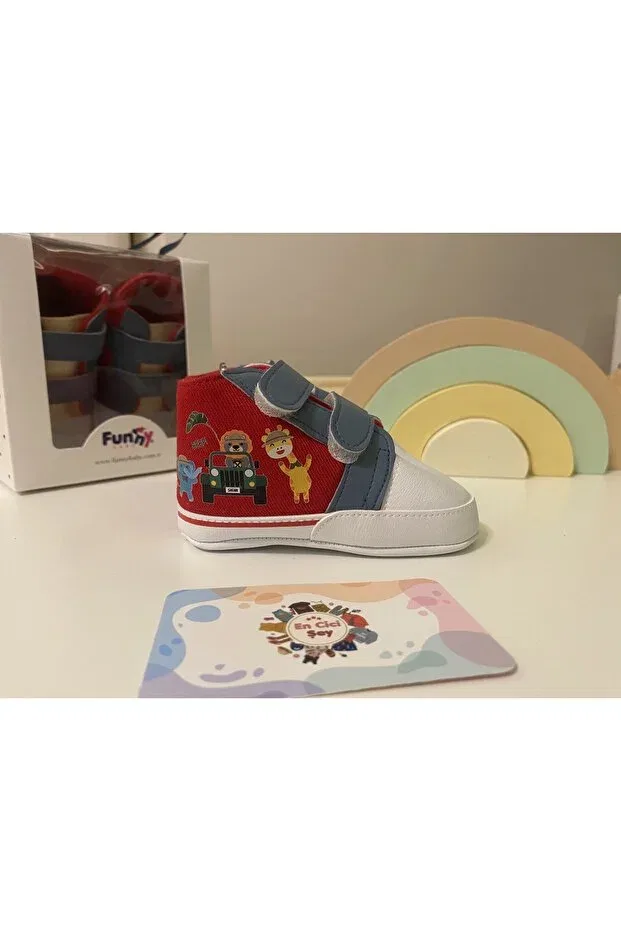 Детские пинетки для новорожденных с липучками Funny Baby, Red