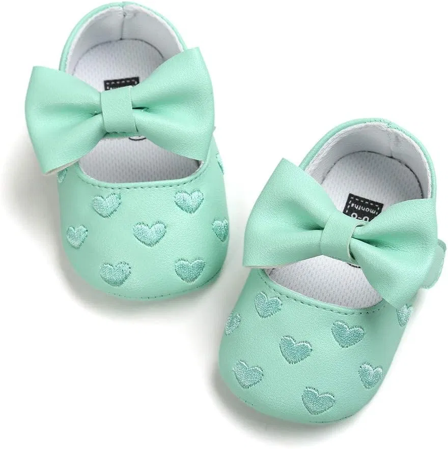 Детские туфли Мэри Джейн для девочек с бантом KISSOURBABY, Green — фото 2