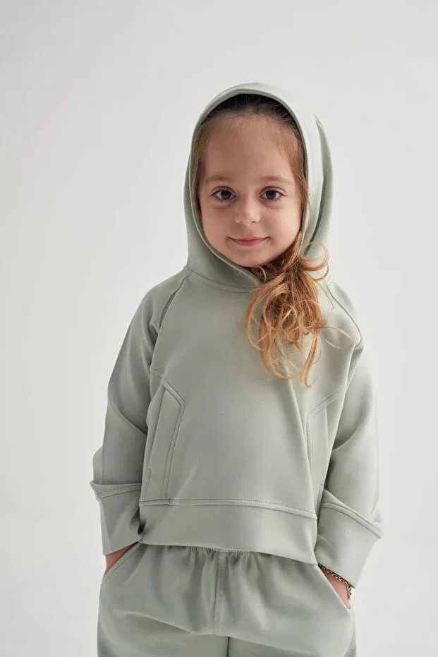 Детский спортивный костюм для девочек с капюшоном Oliven The Kid, Green