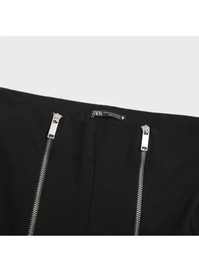 Леггинсы на молнии с приталенным кроем Zara, черный — фото 4