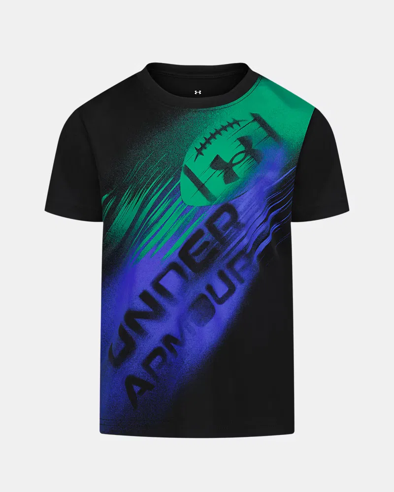 Футболка детская влагоотводящая с коротким рукавом UA Tech Football Logo UnderArmour, Black
