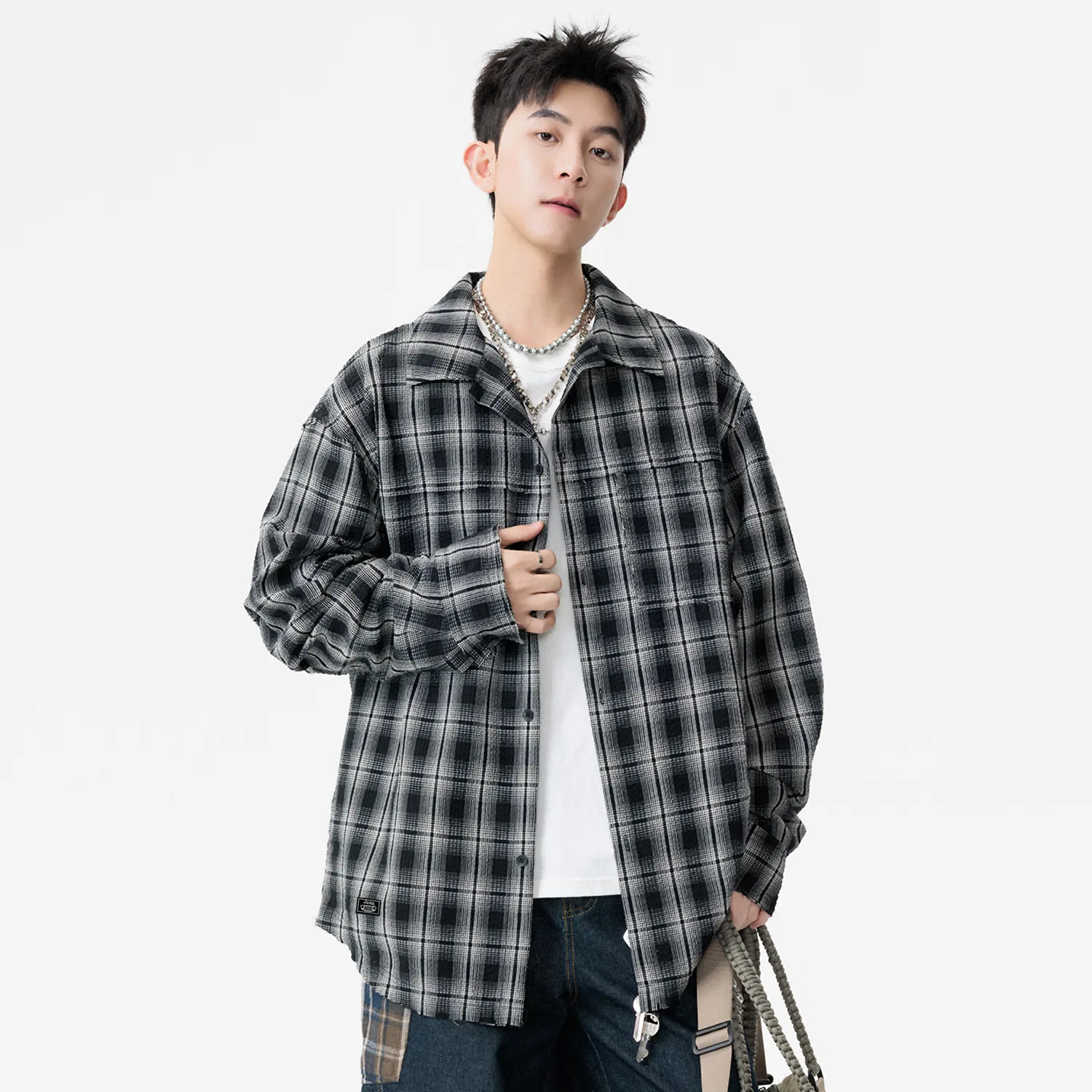 Детская рубашка с клетчатым принтом Jeep, Black Plaid — фото 4