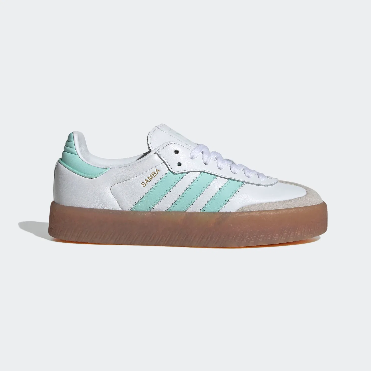 Детские кеды с подошвой платформой Adidas Originals, Cloud White/Clear Mint/Gold Metallic — фото 2