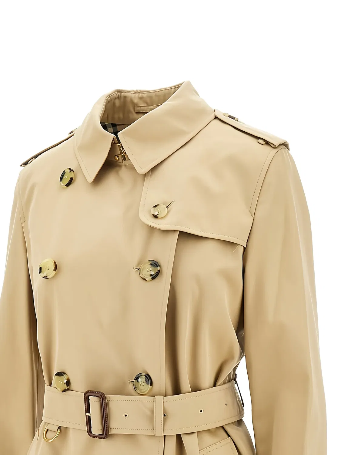 Двубортное тренч-пальто из хлопка Burberry, нейтральные — фото 4