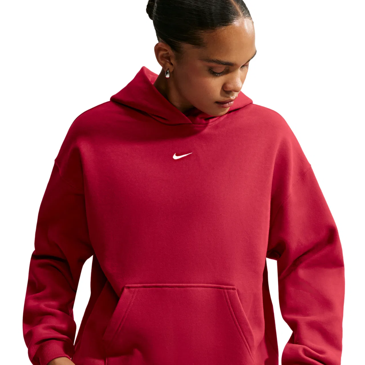 Женское теплое худи Studio Fleece Oversized Hoodie Nike, Tough Red/Sail