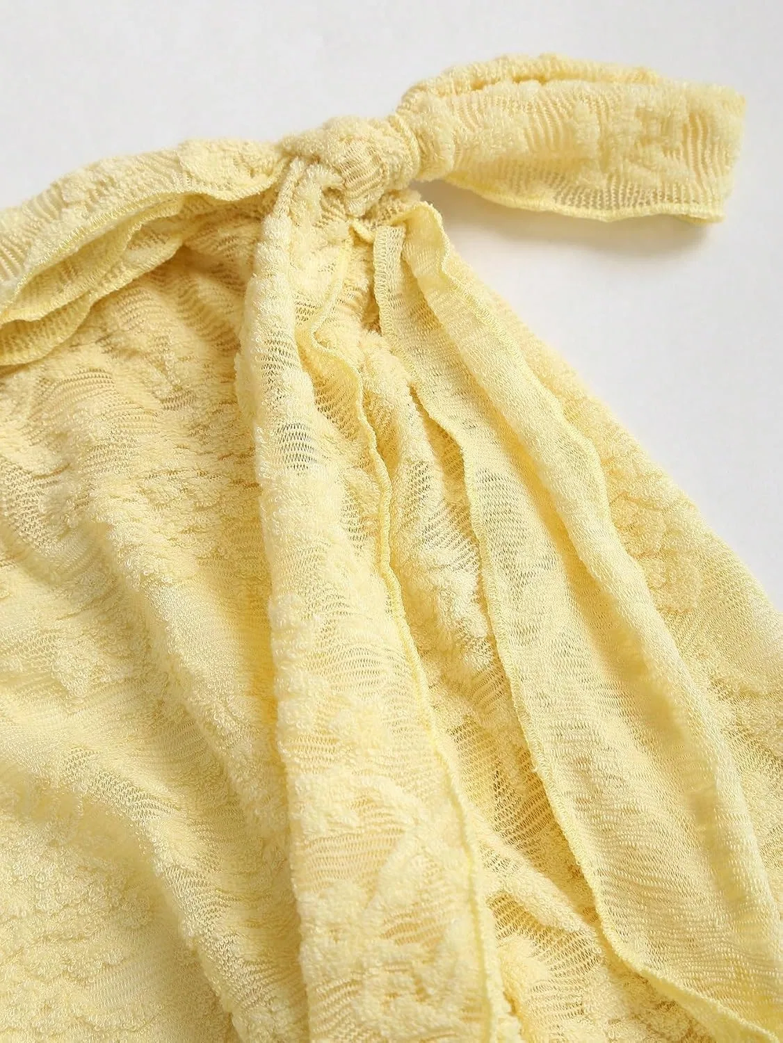 Женское летнее платье с асимметричным вырезом и подолом, Yellow — фото 3