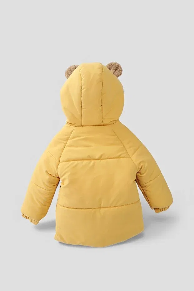 Детское пальто для девочек из плюшевого кроличьего флиса Midimod Gold, Yellow — фото 3