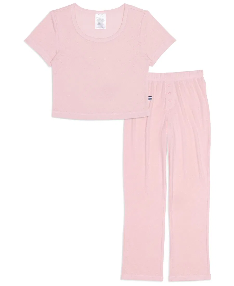 Комплект из футболки и брюк с кружевным узором Splendid, Light Pink