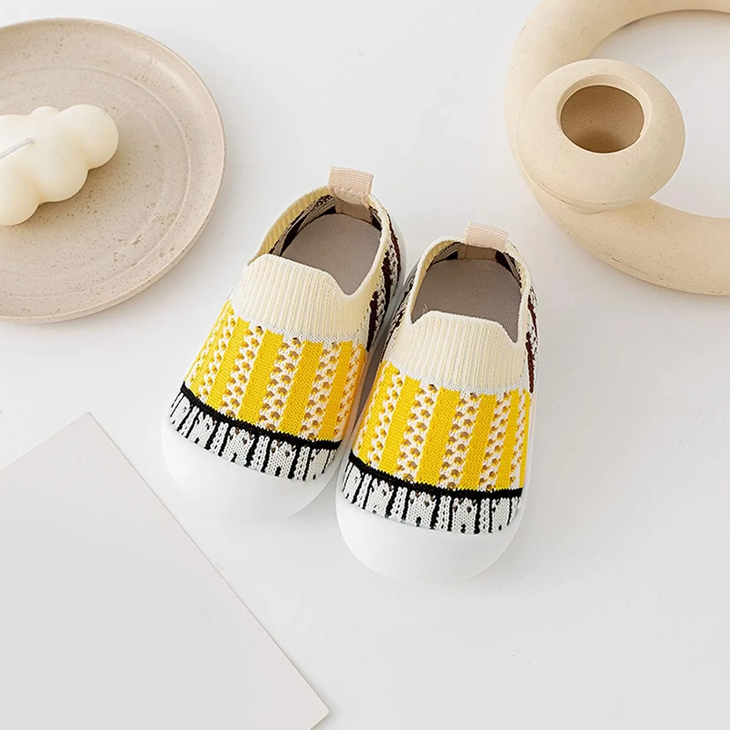 Детские кеды для девочек с пищалками Mesh Slip On Socks Shoes, Yellow — фото 2