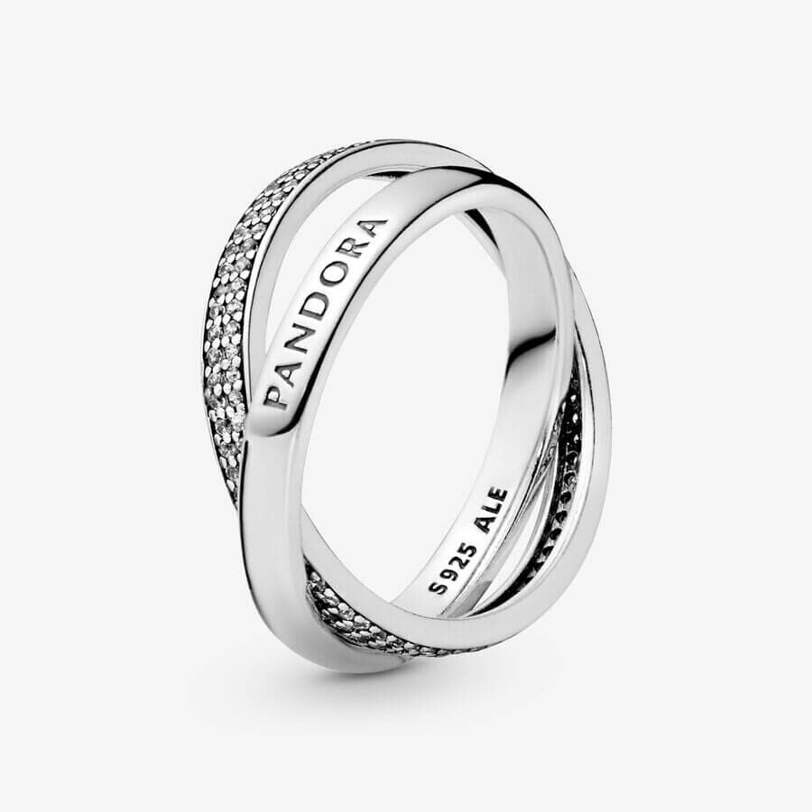

Кольцо Pandora Timeless Intertwined Pandora Logo And Pave, серебро