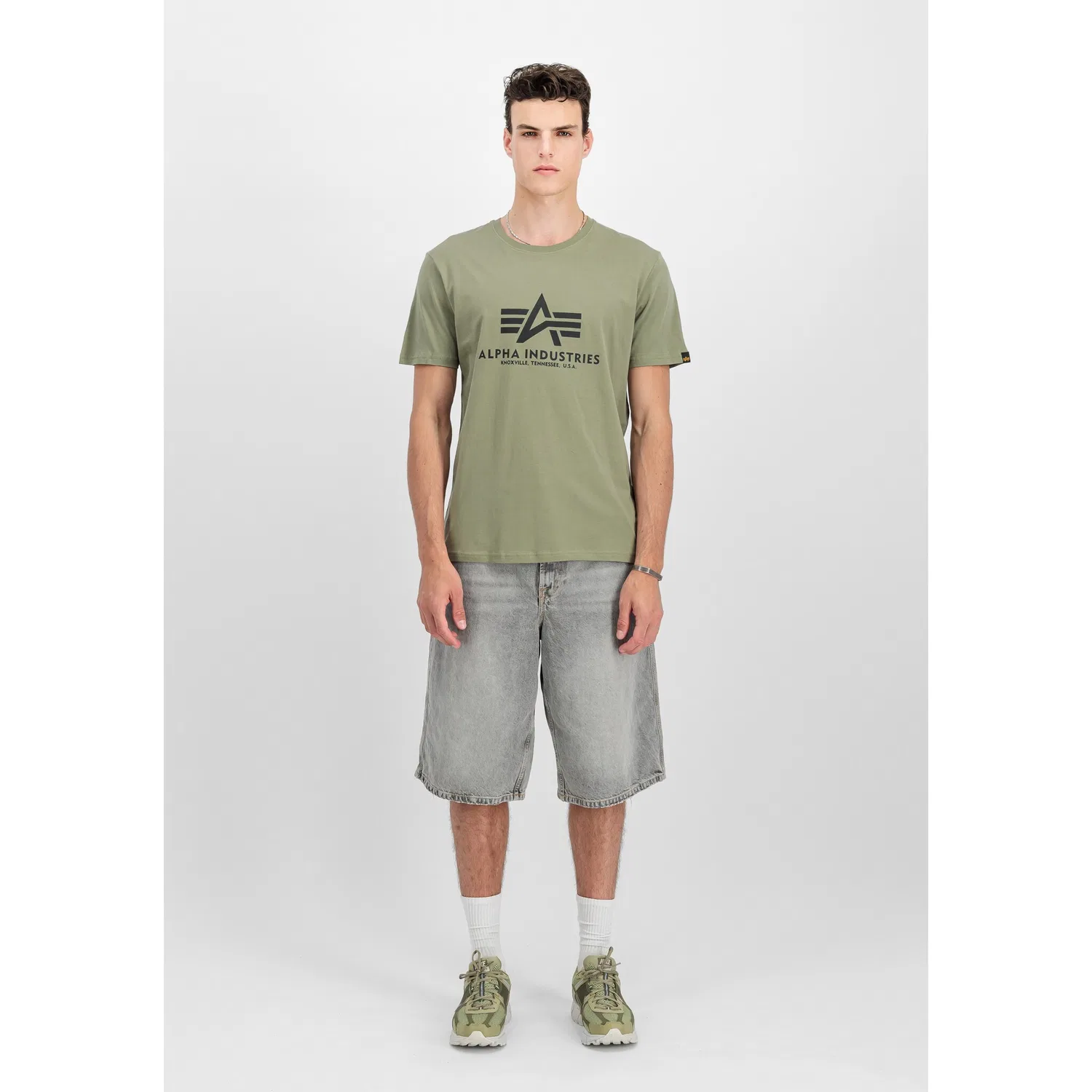 Детская хлопковая футболка Alpha Industries, Olive — фото 3
