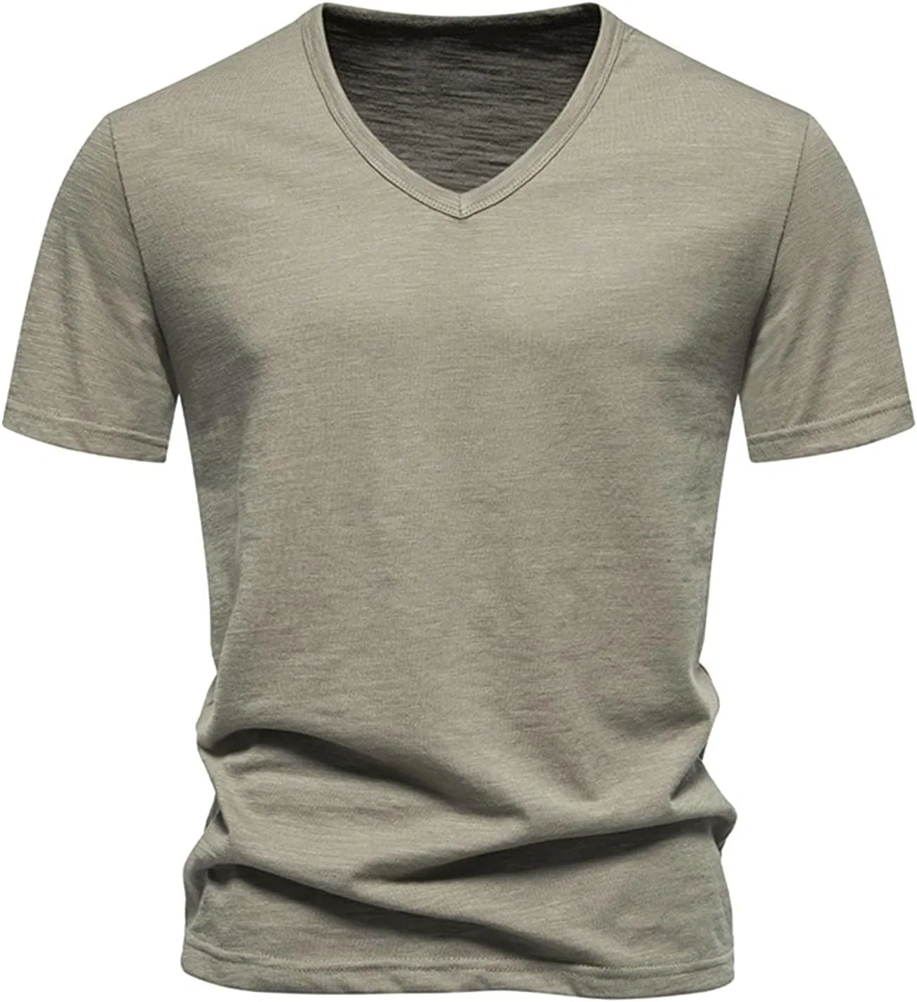 Мужская классическая футболка с V-образным вырезом Slim Fit, Khaki