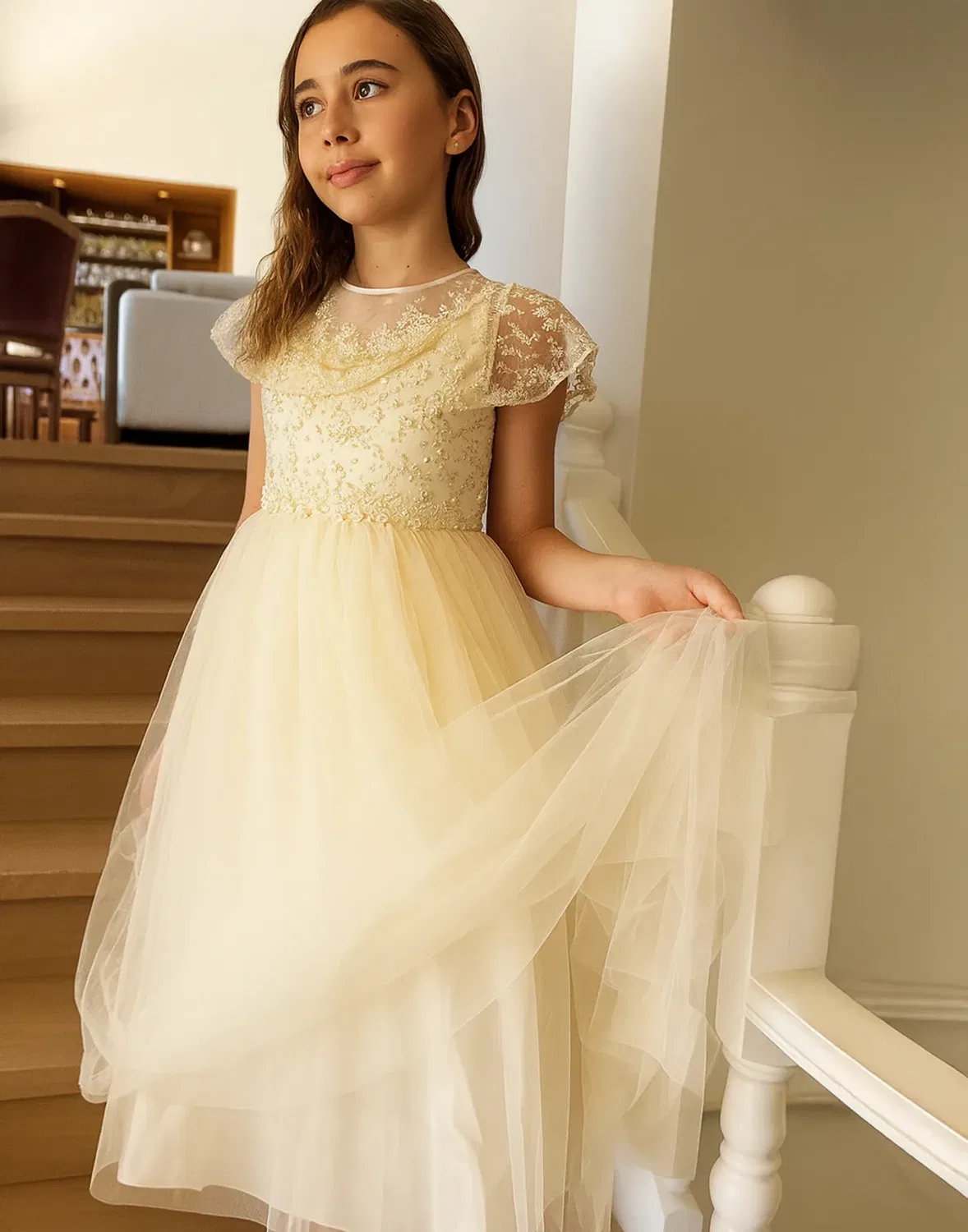 Детское платье для девочек с принтом Grace Lilly + Bo, Gold — фото 4