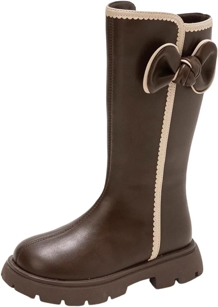 Детские сапоги для девочек с меховым помпоном BININBOX, Brown