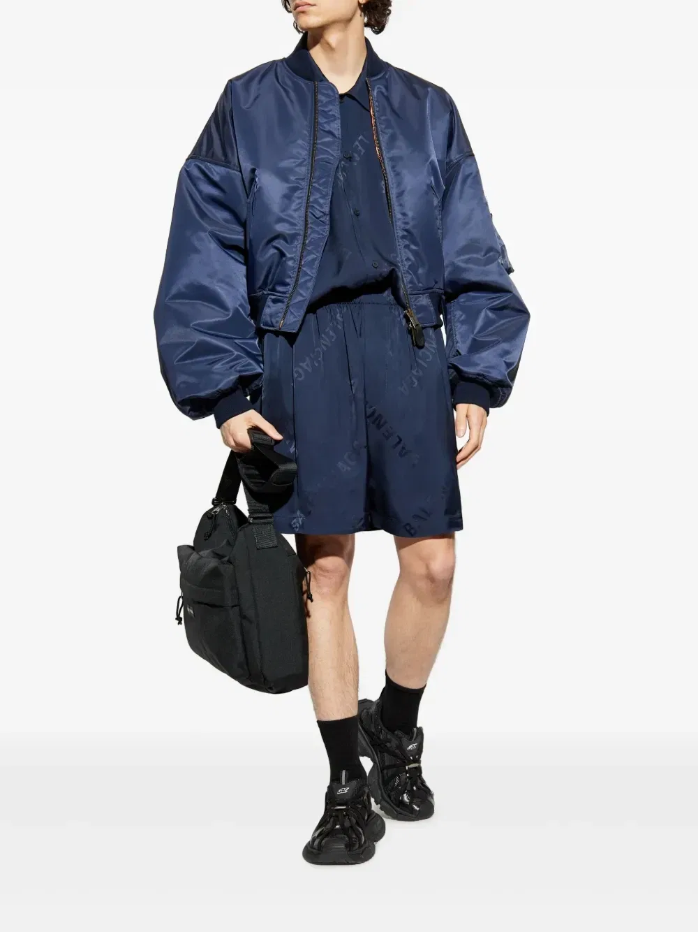 Спортивные шорты с жаккардовым логотипом Balenciaga, синий — фото 2