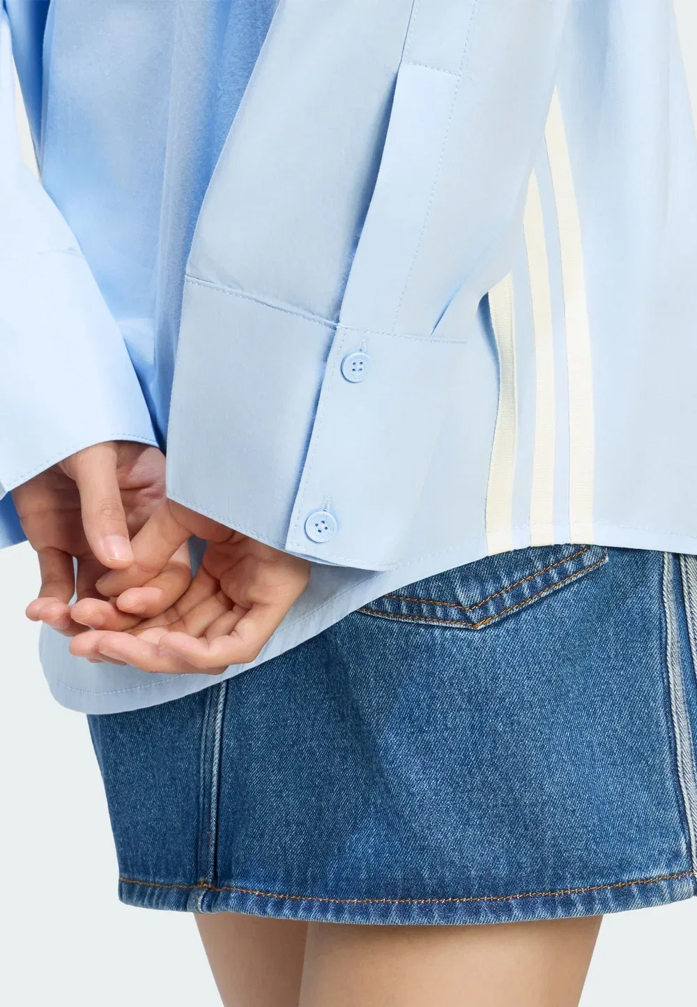 Полосатая рубашка - блузка на пуговицах Adidas Originals, Clear Sky — фото 4