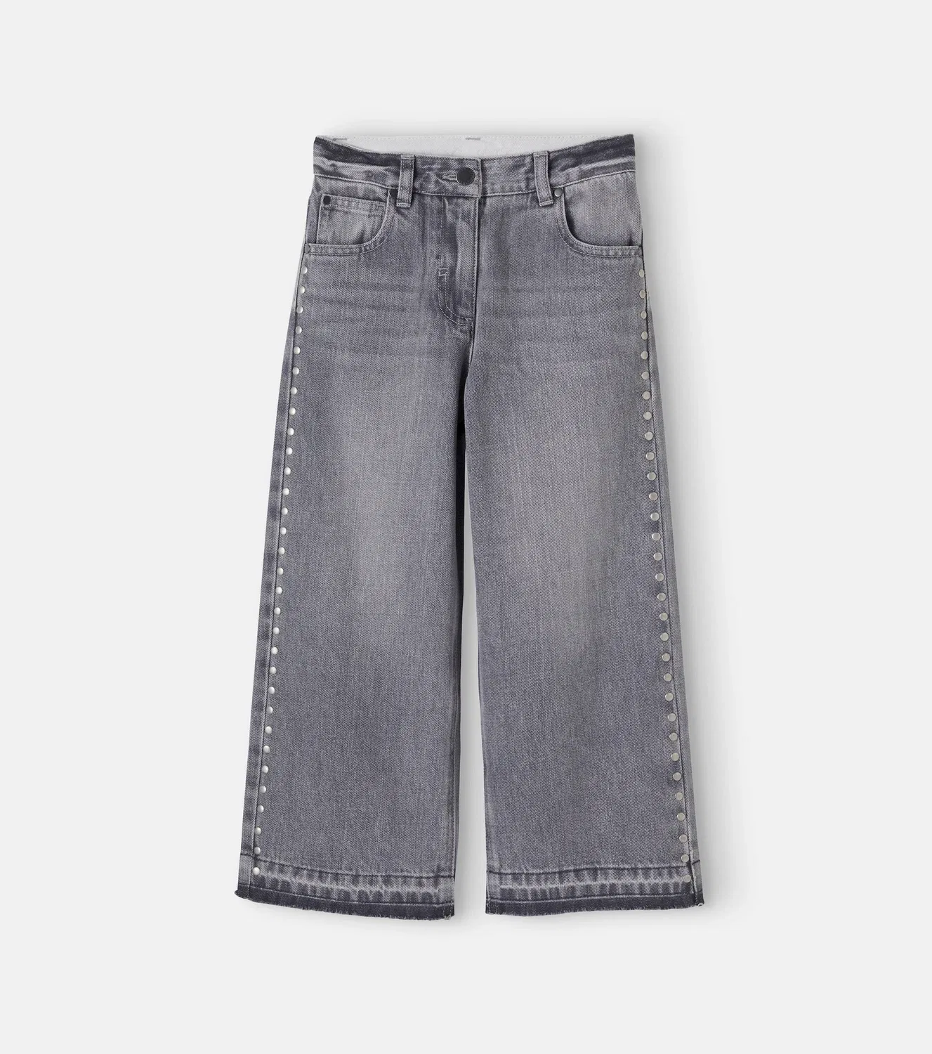 Джинсы прямого кроя с заклепками Stella Mccartney Kids, серый