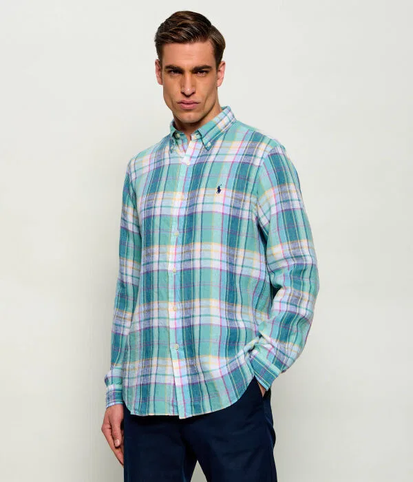 Мужская льняная рубашка с длинным рукавом Polo Ralph Lauren, Turchese