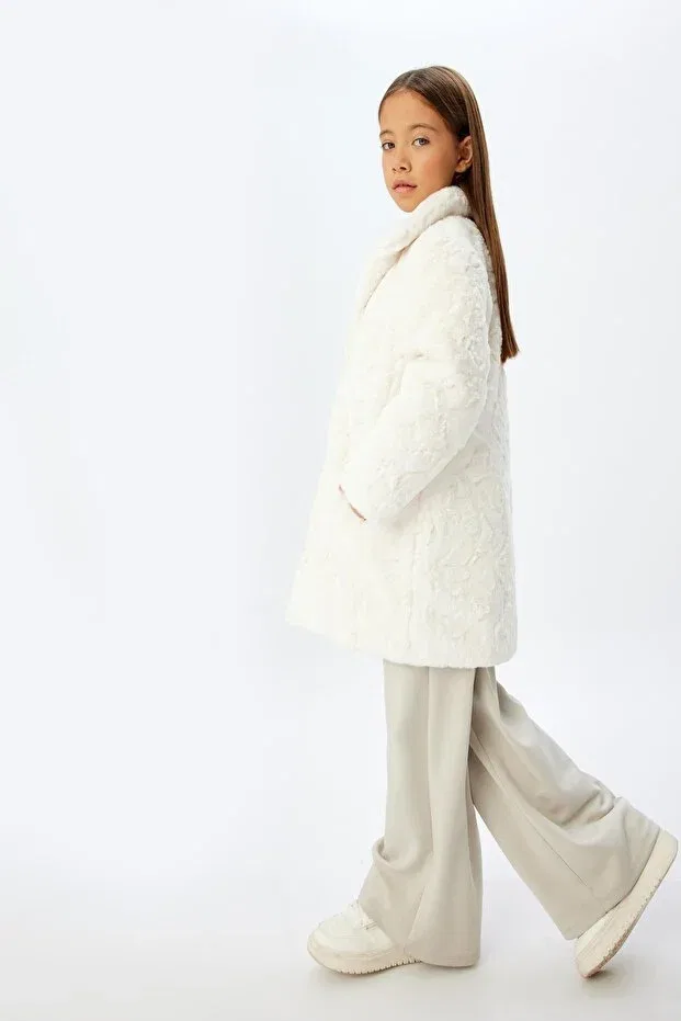 Детское пальто для девочек двубортное Koton Kids, Broken White