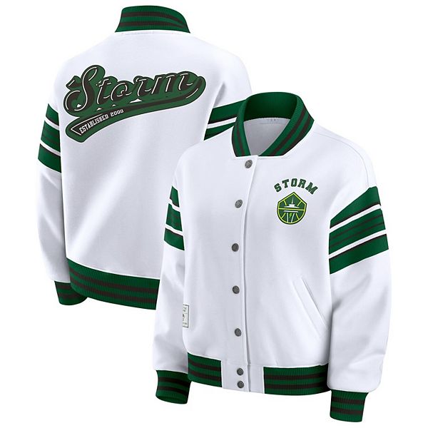

Женская бело-зеленая флисовая толстовка-куртка Seattle Storm Plus Size на молнии Wear By Erin Andrews
