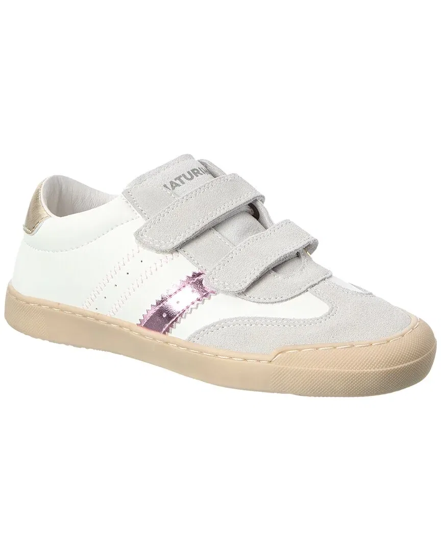 Детские кроссовки на липучках из нейлона и замши Naturino Riby VL, White