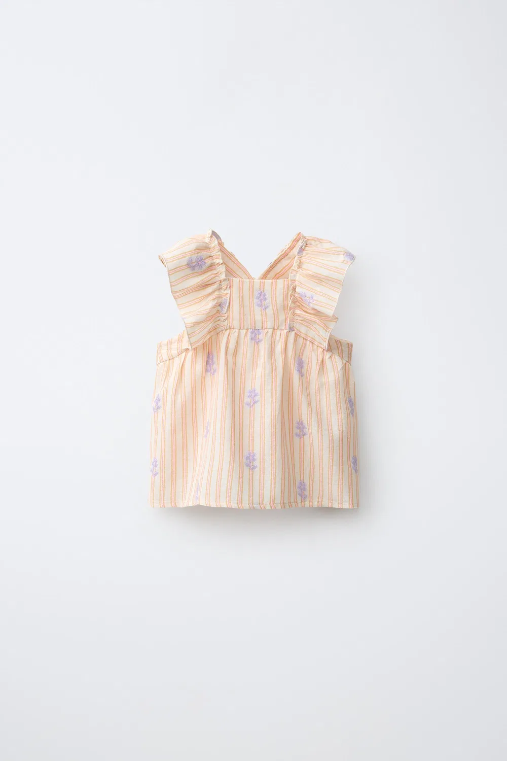 Блузка в полоску и с цветочным принтом ZARA, Tangerine